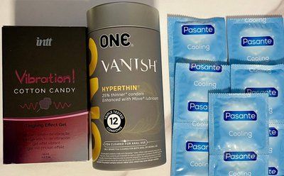 Комплект 22 шт ONE Vanish - Pasante Cooling + Жидкий вибратор Intt Vibration Cotton Candy (15 мл) SOS1541 фото