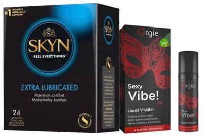 Набор из SKYN Extra Lube (24 шт) + Жидкий вибратор Orgie Sexy Vibe (15 мл) SOS10100 фото
