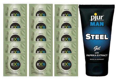 Комплект EXS Snug Fit 15 шт + pjur MAN Steel Gel, 50 мл SOS14914 фото
