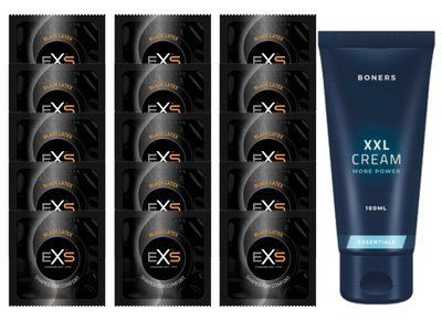 Комплект EXS Black Latex 15 шт + Boners XXL Cream (100 мл) SOS14610 фото