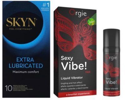 Набор из SKYN Extra Lube (10 шт) + Жидкий вибратор Orgie Sexy Vibe (15 мл) SOS10200 фото