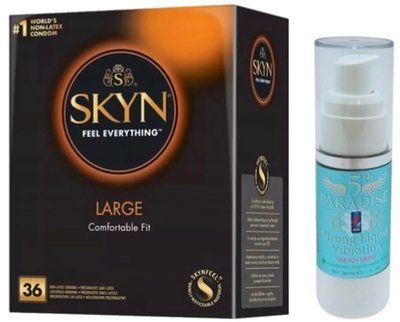 Набор из SKYN Large (36 шт) + Жидкий вибратор 5th Paradise Liquid Vibrator - Энергетический напиток (30 мл) SOS9950 фото