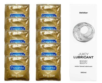 Набор: Pasante King Size 10 шт. + Лубрикант Satisfyer Boogy Booty 300 мл SOS12009 фото