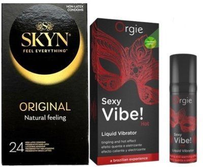 Набор из SKYN ORIGINAL 24 шт. + Жидкий вибратор Orgie Sexy Vibe (15 мл) SOS10000 фото