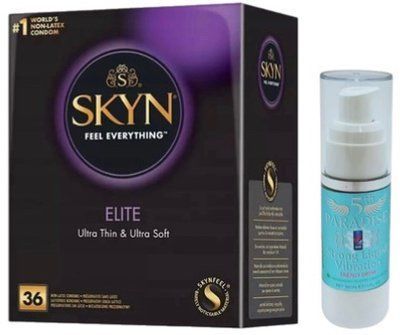 Набор из SKYN Elite 36 шт + Жидкий вибратор 5th Paradise Liquid Vibrator - Энергетический напиток (30 мл) SOS10250 фото
