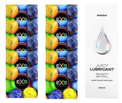 Комплект: EXS BUBBLEGUM 10 шт. + Лубрикант Satisfyer Naughty Neutral 300 мл SOS11457 фото