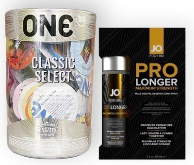Набор из ONE Classic Select 100 шт + ORGIE JO Prolonger Spray with Lidocaine (60 мл) SOS8990 фото