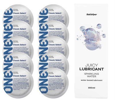 Комплект ONE Classic 10 шт. + Лубрикант Satisfyer Juicy Lubricant Sparkling Water (300 мл) SOS12309 фото