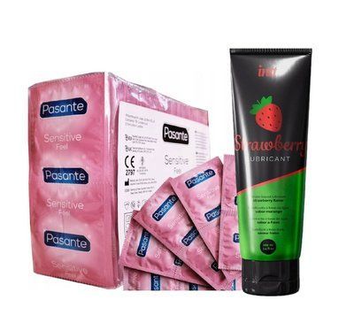 Pasante Sensitive Feel 72 шт та Лубрикант INTT Strawberry (100 мл) SOS946 фото