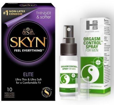 Набор из SKYN Elite 10 шт + Пролонгатор Orgasm Control Spray 15 ML SOS8890 фото