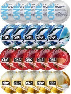 Набір з 20 шт 𝐎𝐍𝐄 𝐒𝐮𝐩𝐞𝐫 𝐒𝐞𝐧𝐬𝐢𝐭𝐢𝐯𝐞 + ONE Fresh Mint + ONE Chocolate Strawberry + ONE Banana Split SOS8213 фото