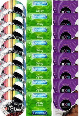 Набір 24 шт ONE Extreme Ribs + Delay Infinity + EXS Chocolate SOS7419 фото