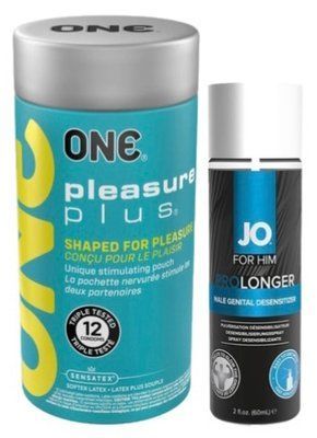 Набор из ONE Pleasure Plus 12 шт + Пролонгатор System JO Prolonger Spray with Benzocaine (60 мл) SOS9514 фото