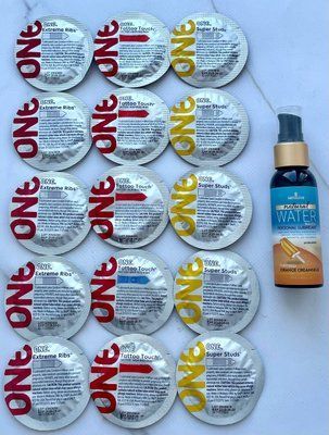 Набір 15 шт ONE Super Studs, Tattoo Touch, Extreme Ribs + Sensuva Natural Water-Based Orange Creamsicle (57 мл) SOS3916 фото