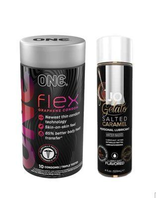 ONE Flex 10 шт + Змазка на водній основі System JO GELATO Salted Caramel (120 мл) SOS6388 фото