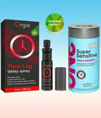Пролонгатор для чоловіків Time Lag, 25 мл. ORGIE + ONE Super Sensitive Pack 12 шт SOS6668 фото