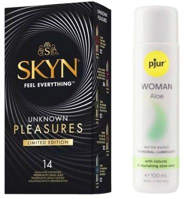 Набор Skyn ​​Unknown Pleasures 14 шт + pjur Woman Aloe 100 мл SOS13385 фото
