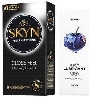 Комплект Лубрикант Satisfyer Juicy Breezy Berry 300 мл + SKYN Close Feel 10 шт SOS12935 фото