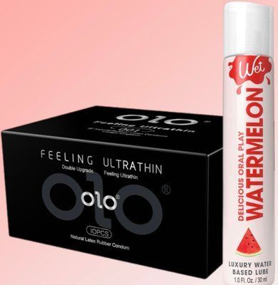 Набір OLO - ультратонкі -001 ( 10 штук) + Лубрикант Wet Oral Play Watermelon (30 мл) SOS4530 фото