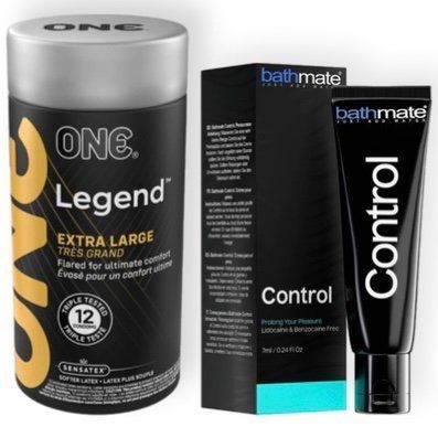 Набор из 12 шт ONE Legend Extra Large + Пролонгатор Bathmate Control (7 мл) SOS9064 фото