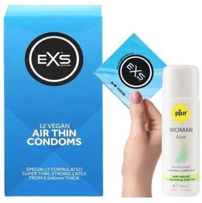 Комплект EXS Air Thin 12 шт + Pjur Woman Aloe 30 мл SOS13585 фото