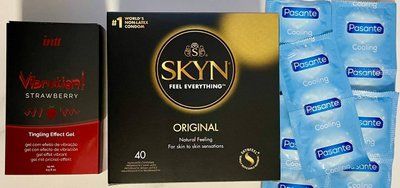 Набір 50 шт SKYN ORIGINAL - Pasante Cooling + Рідкий вібратор Intt Vibration Strawberry (15 мл) SOS1515 фото