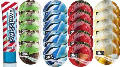 Набор из SwissNavy CoolingPeppermint 10мл + ONE Mint Chocolate + ONE Mint + ONEChocolateStrawberry + ONEBanana SOS8664 фото
