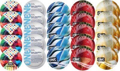 Набор с 25 шт One Extreme ribs + ONE Super Sensitive + ONE Fresh Mint + ONE Chocolate Strawberry + ONE Banana Split SOS8263 фото