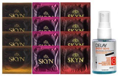 Комплект: Пролонгатор LOVELY LOVERS DELAY SPRAY 50 ML + 8 шт. SKYN + 4 шт. SKYN Intense Feel SOS10878 фото