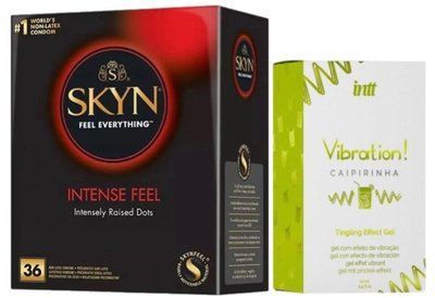 Набор из SKYN Intense Feel (36 шт) + Жидкий вибратор Intt Vibration Caipirinha (15 мл) SOS9824 фото