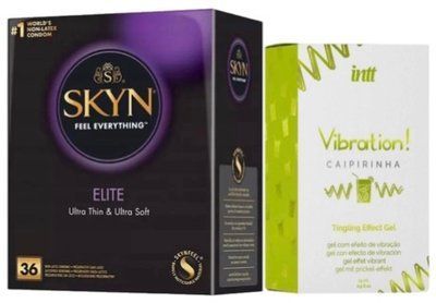 Набор из SKYN Elite 36 шт. + Жидкий вибратор Intt Vibration Caipirinha (15 мл) SOS10224 фото