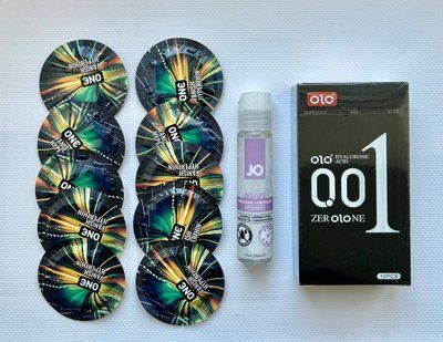 Набір з 20 шт : OLO Black 0,01 10 шт , ONE Vanish 10 шт та Лубрикант System JO AGAPE &mdash; ORIGINAL (30 мл) SOS1020 фото