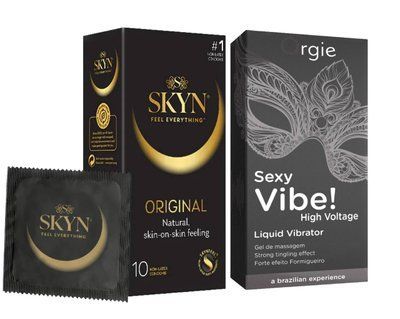 SKYN ORIGINAL &ndash; 10 шт та Рідкий ORGIE SEXY VIBE HIGH VOLTAGE, 15 мл SOS820 фото