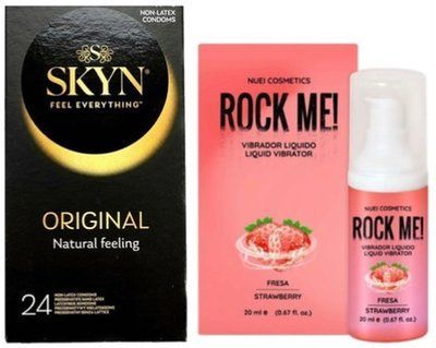 Набор из SKYN ORIGINAL 24 шт + Жидкий вибратор клубника ROCK ME!, 20 мл Nuei SOS9974 фото