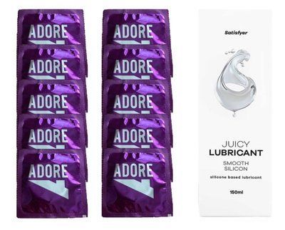 Набір: Pasante Adore 10 шт. + Лубрикант Satisfyer Smooth Silicon (150 мл) SOS12083 фото