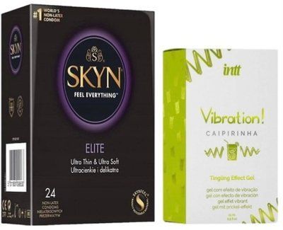 Набір з SKYN Elite (24 шт) + Рідкий вібратор Intt Vibration Caipirinha (15 мл) SOS10124 фото