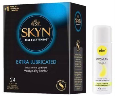 Комплект SKYN Extra Lube 24 шт + Pjur Woman Vegan 30 мл SOS13285 фото