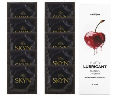 Комплект SKYN Original 10 шт. + Лубрикант Satisfyer Juicy Lubricant Cheeky Cherry 300 мл SOS12635 фото
