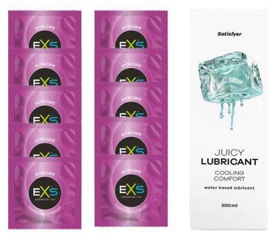 Комплект: EXS EXTRA SAFE 10 шт. + Лубрикант Satisfyer Cooling Comfort 300 мл SOS11481 фото