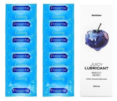 Комплект Pasante Cooling 10шт. + Лубрикант Satisfyer Juicy Lubricant Breezy Berry 300 мл SOS11583 фото