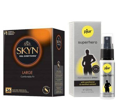 SKYN Large 36 шт та спрей pjur Superhero 20 ml SOS6337 фото