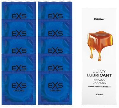 Набір: EXS Cooling 10 шт + Лубрикант Satisfyer Creamy Caramel 300 мл SOS11127 фото