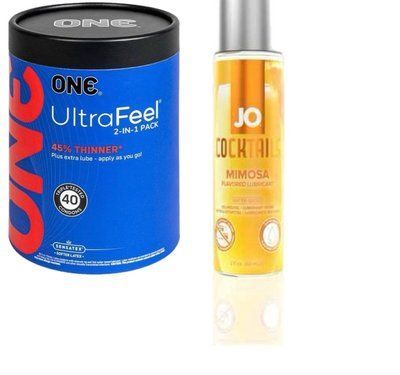 ONE UltraFeel 2-в-1. 40 шт+ Лубрикант на водній основі System JO Cocktails - Mimosa (60 мл) SOS6443 фото