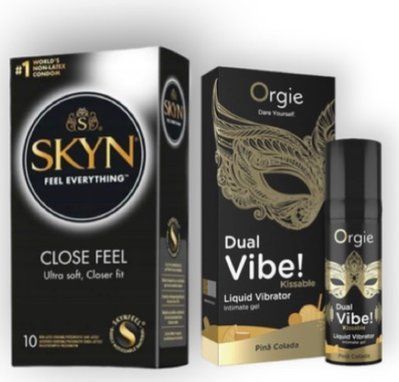 SKYN Close Feel 10 штук + DUAL VIBE!, 15 мл Orgie PINA-COLADA SOS6769 фото