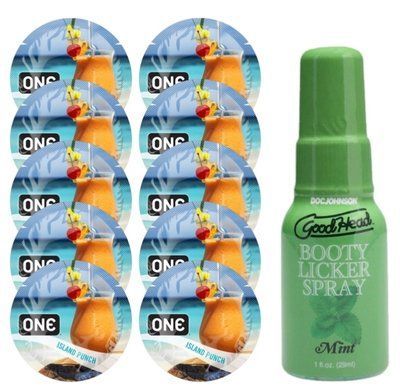 Комплект ONE Island Punch 10 шт + Doc Johnson Booty Licker &ndash; Mint, 29 мл SOS13836 фото