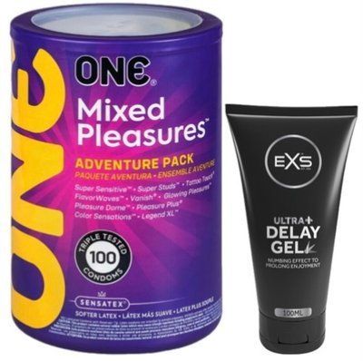 Набор из ONE Mixed Pleasures 100 шт + Пролонгатор EXS Delay Gel Ultra+ 100ml SOS9464 фото