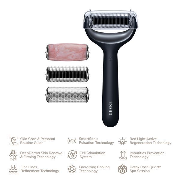 Роллер для игловой мезотерапии лица и тела GESKE MicroNeedle Face&Body Roller 9в1 black HB0212 фото