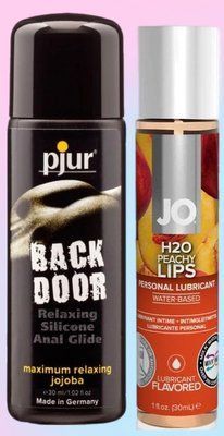 Набір лубрикантів pjur backdoor anal Relaxing jojoba silicone 30 мл + System JO Peachy Lips (30 мл) LB699 фото