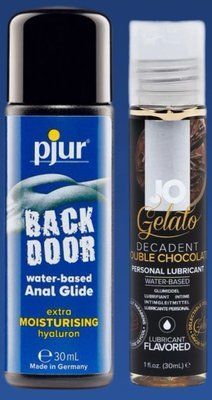 Набір лубрикантів pjur backdoor Comfort water glide 30 мл + System JO Double Chocolate (30 мл) LB401 фото