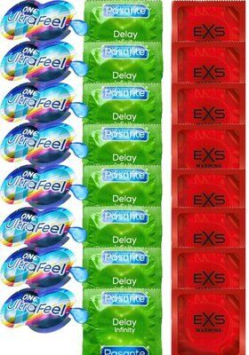 Набір 24 шт 𝐎𝐍𝐄 𝐔𝐥𝐭𝐫𝐚𝐅𝐞𝐞𝐥 + Delay Infinity + EXS Warming Comfy Fit SOS7446 фото